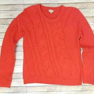 Anthropologie Cremieux Coral Side Slant Cable Sweater